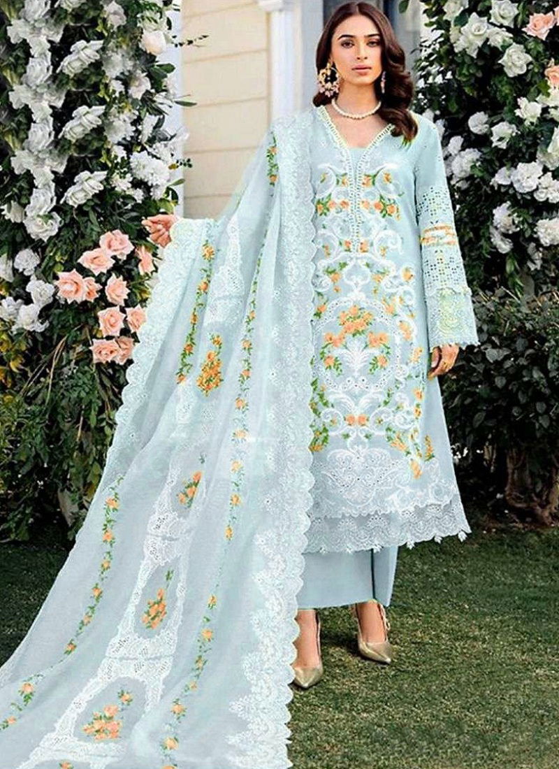 Maria B Chikankari By Saniya Cotton Pakistani Dress Material Orders In India Catalog